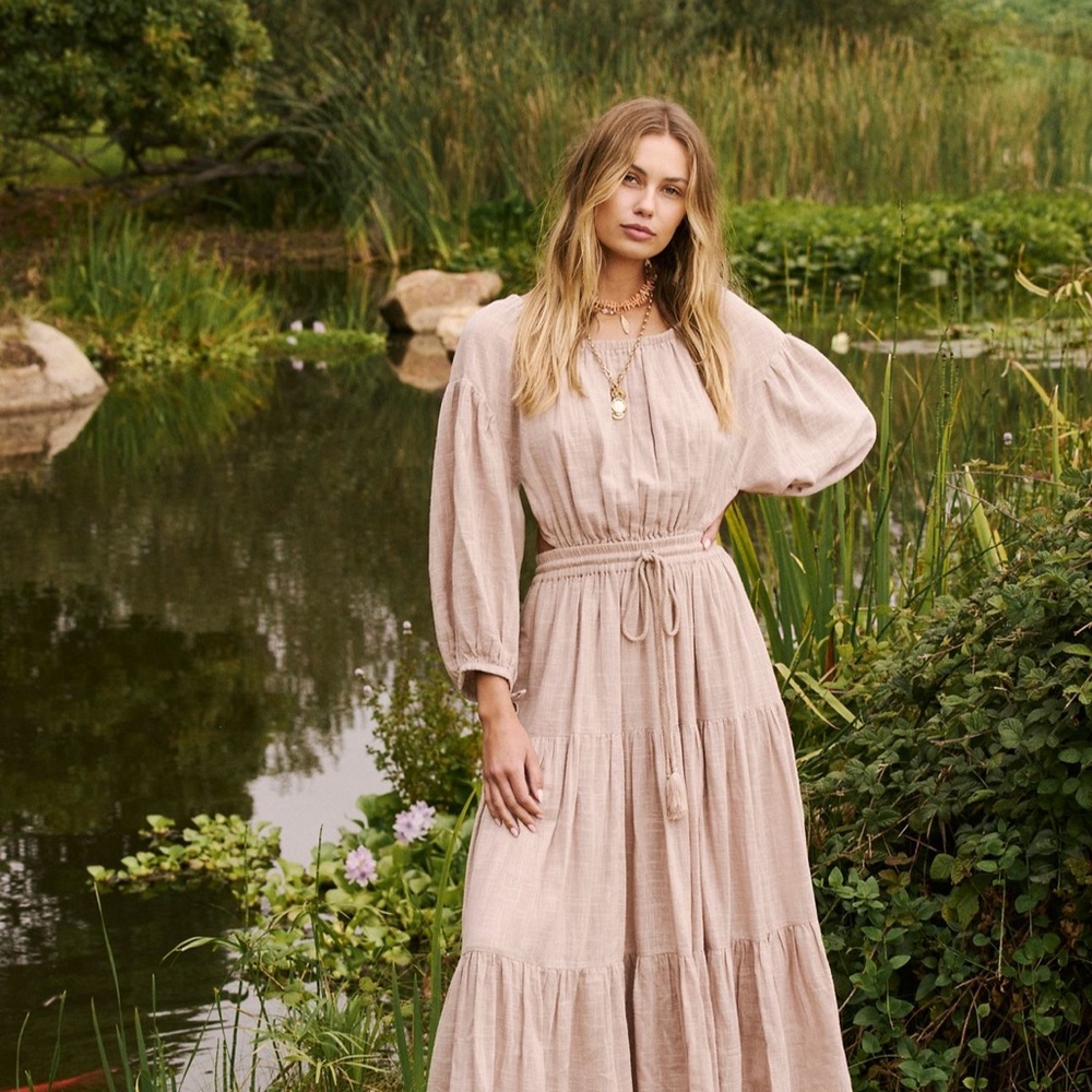 Elegant Tan Maxi Dress
